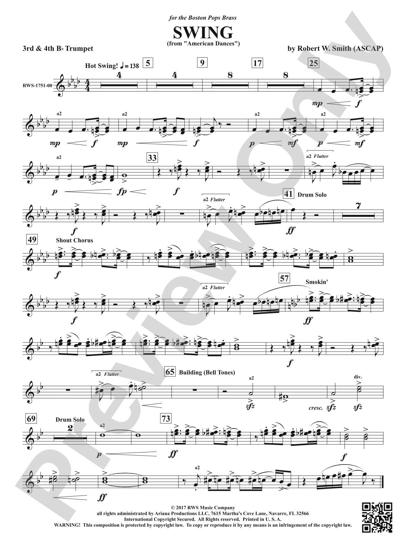 Swing - From <i>American Dances</i>: 3rd & 4th B-flat Trumpets