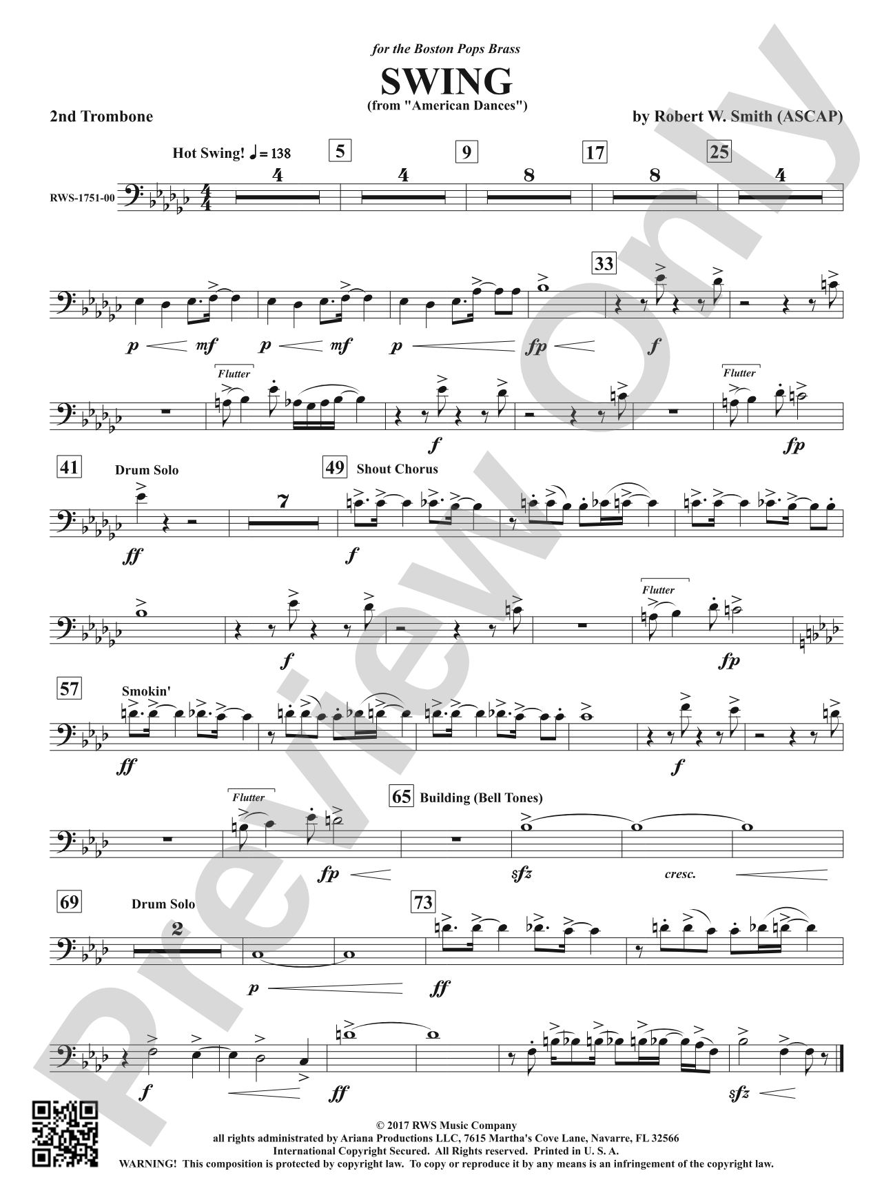 Swing - From <i>American Dances</i>: 2nd Trombone