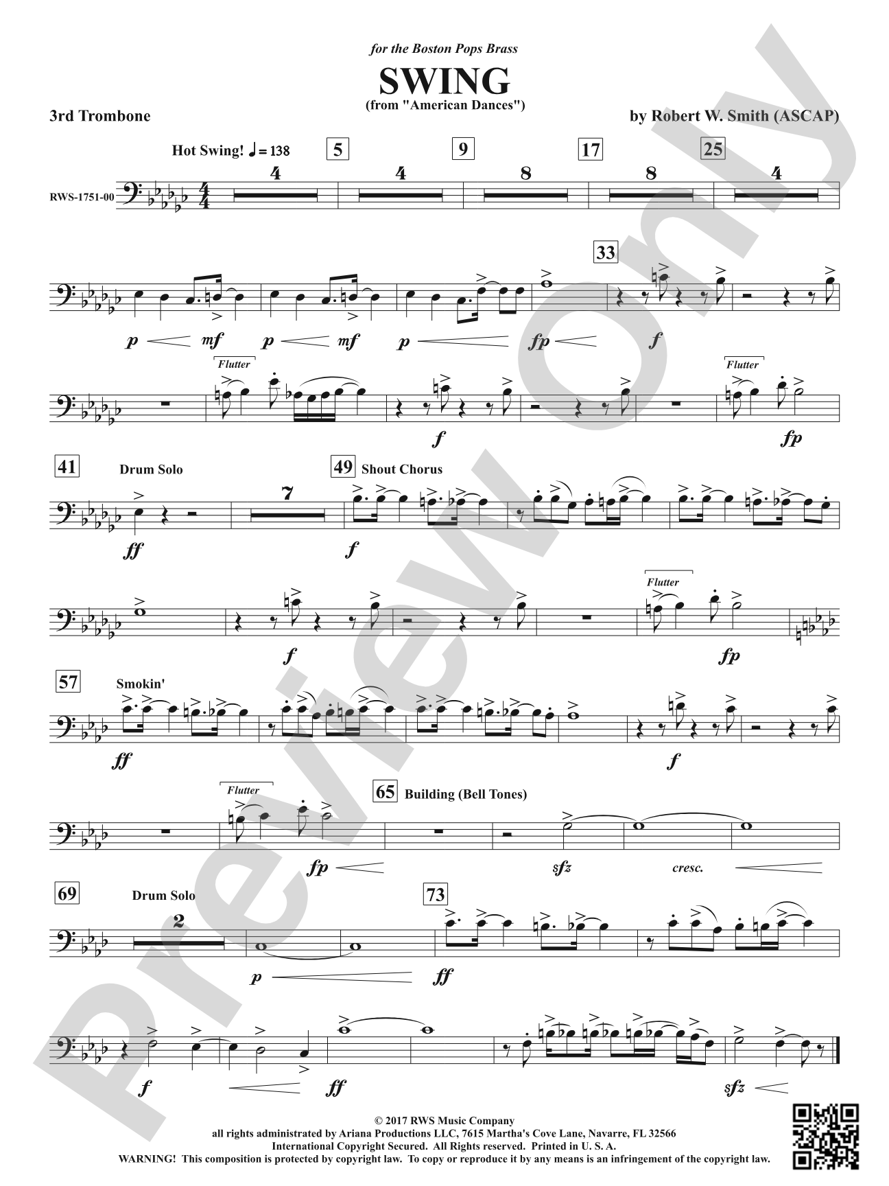 Swing - From <i>American Dances</i>: 3rd Trombone