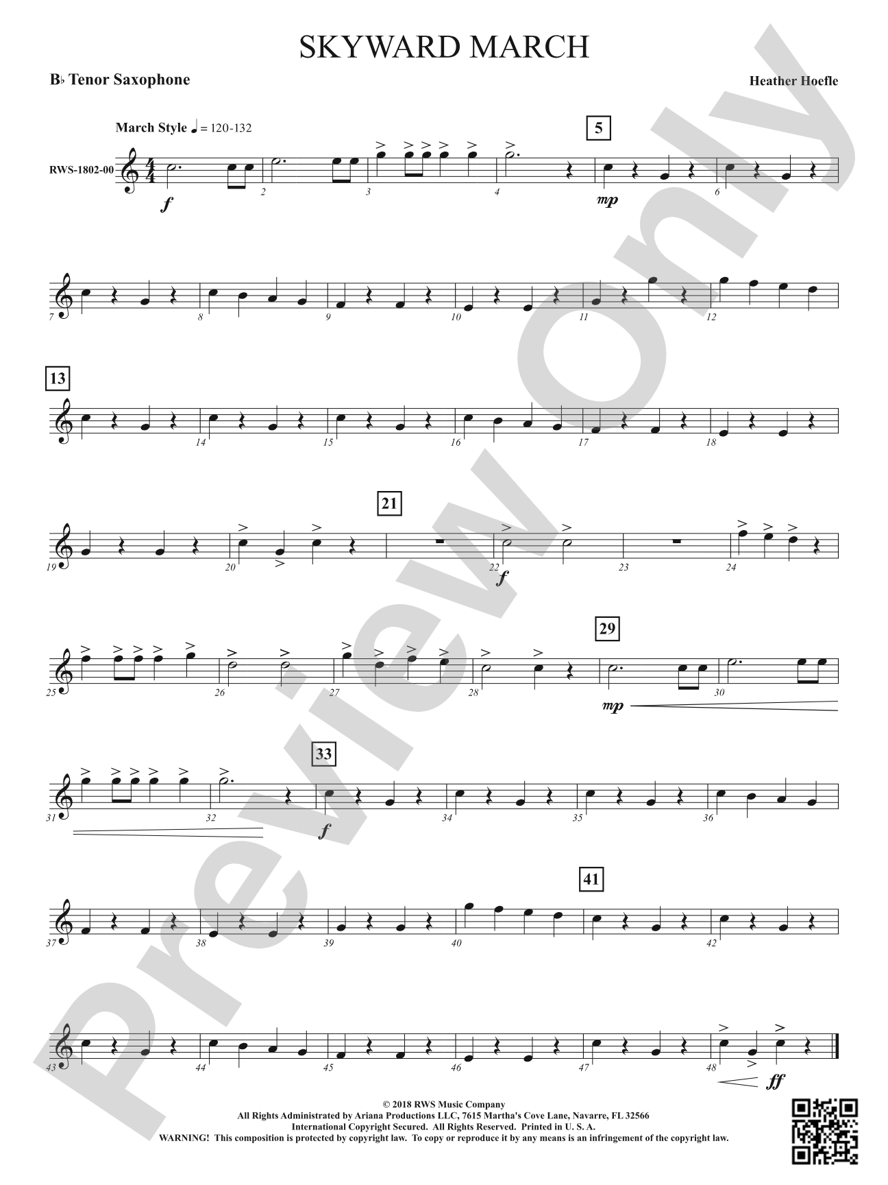 Skyward March: B-flat Tenor Saxophone