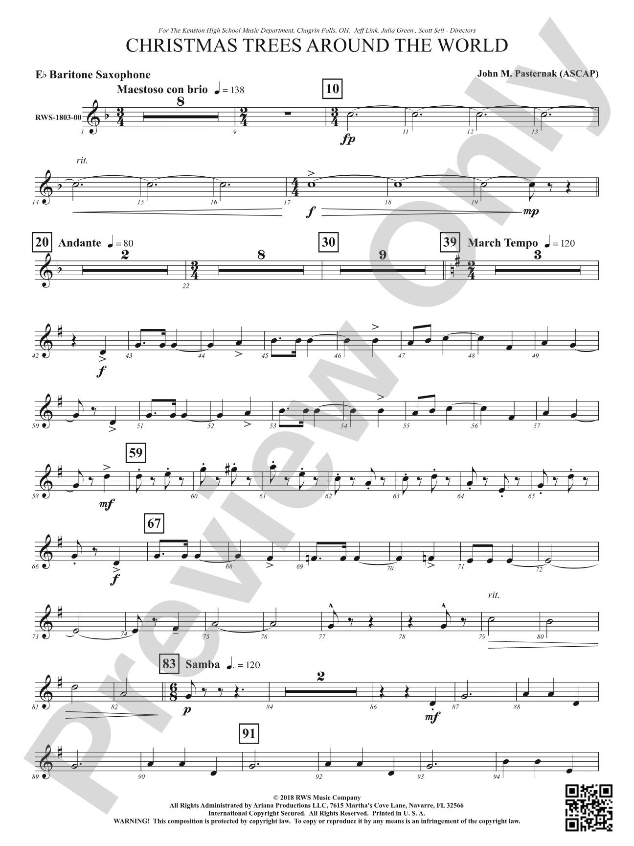 Christmas Trees Around the World: E-flat Baritone Saxophone