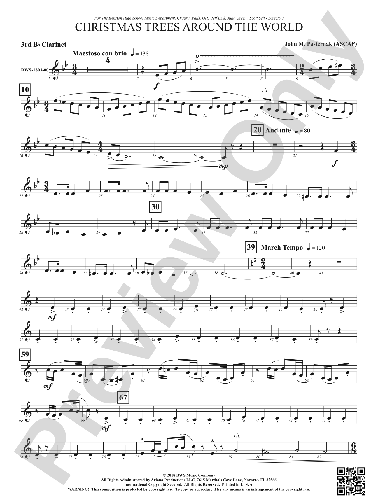 Christmas Trees Around the World: 3rd B-flat Clarinet