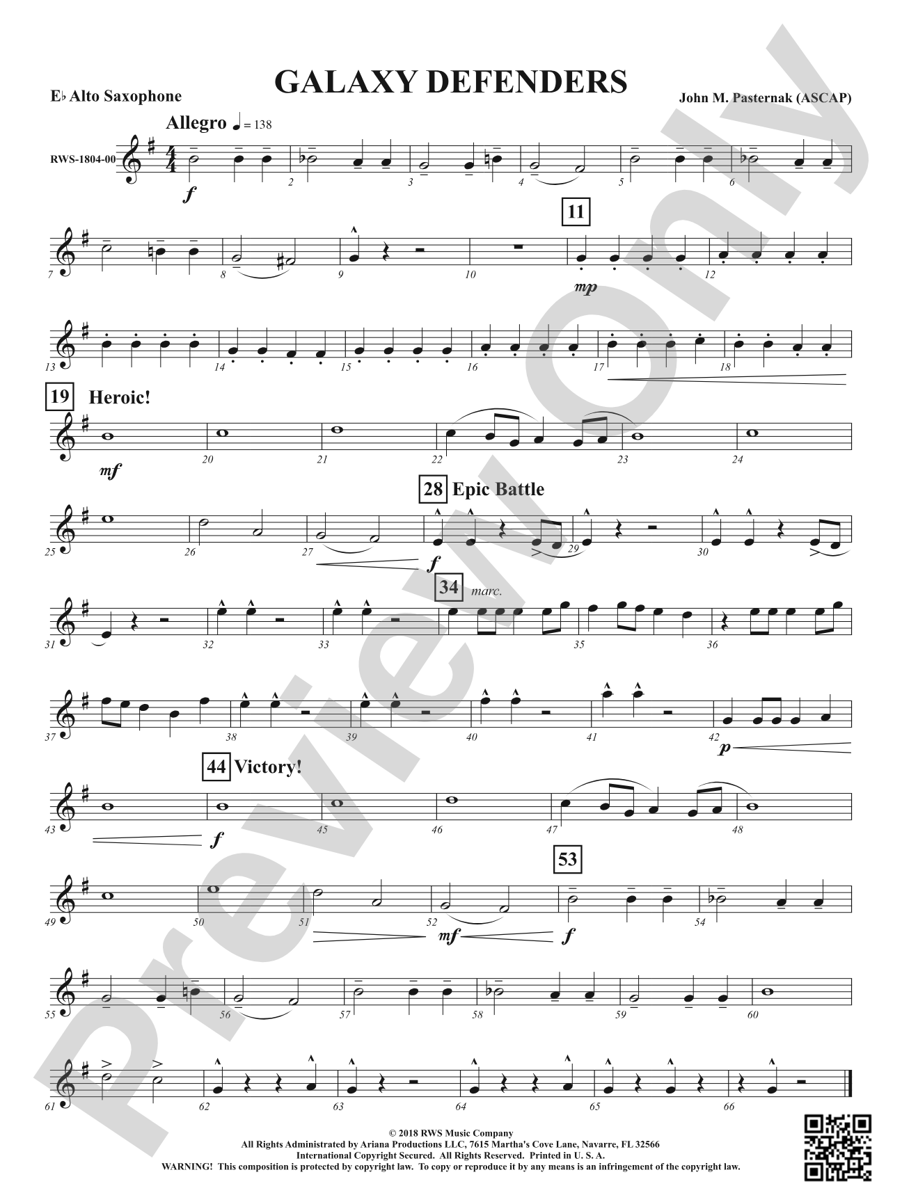 Galaxy Defenders: 1st E-flat Alto Saxophone