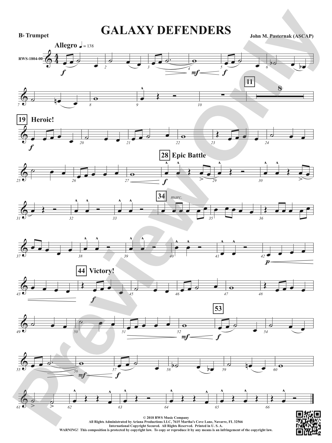 Galaxy Defenders: 1st B-flat Trumpet