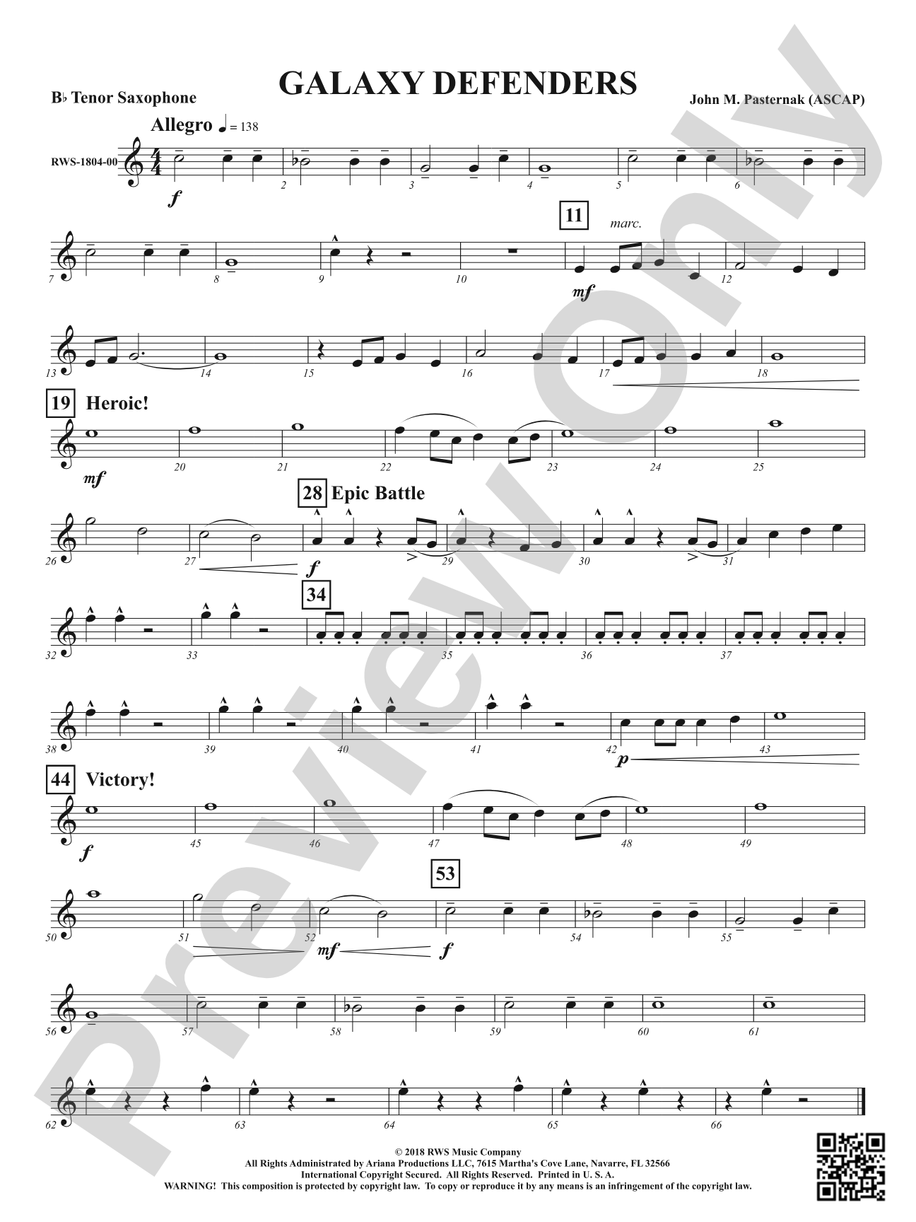 Galaxy Defenders: B-flat Tenor Saxophone
