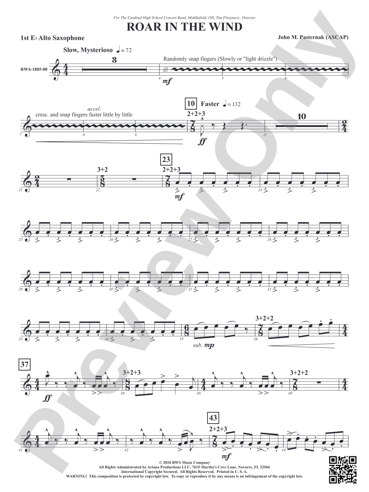 Roar in the Wind: 1st E-flat Alto Saxophone