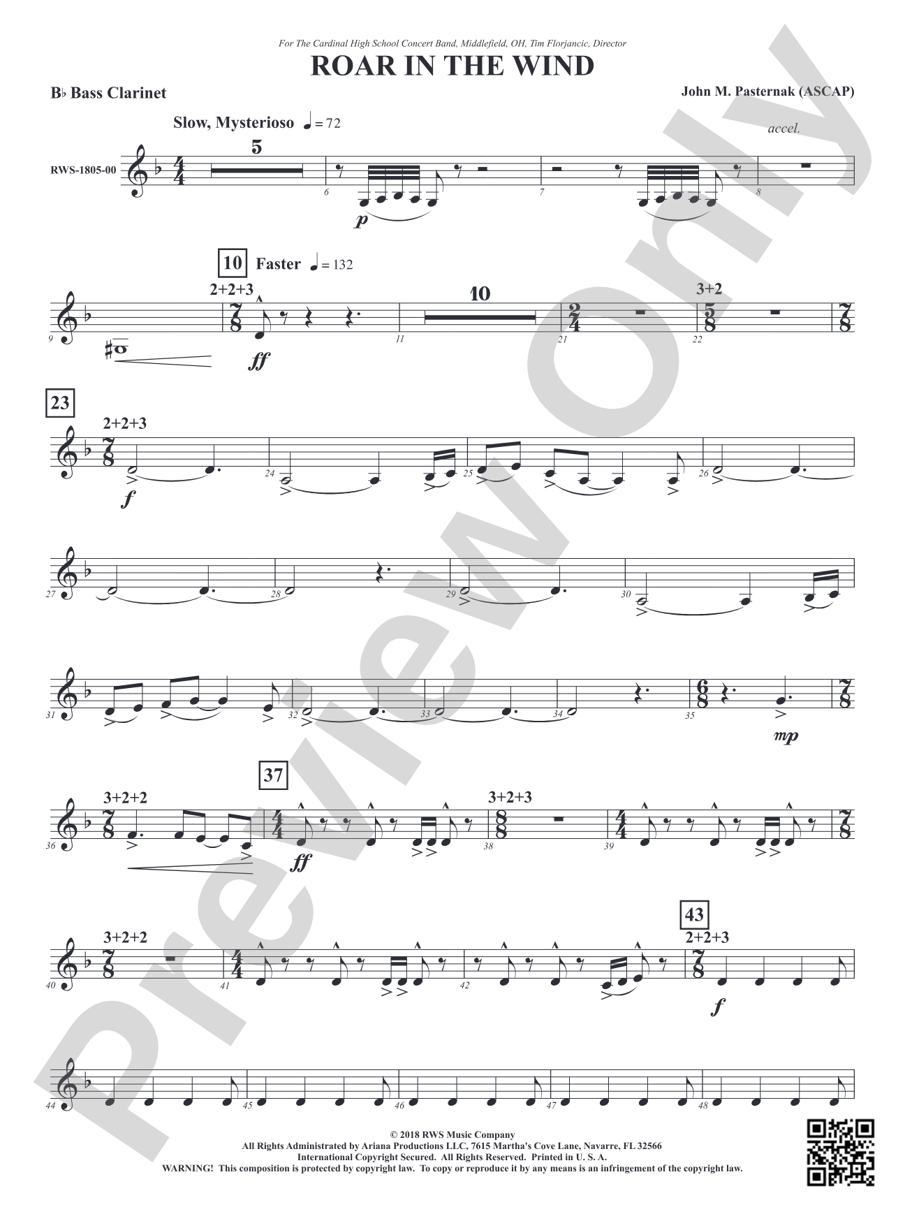 Roar in the Wind: B-flat Bass Clarinet