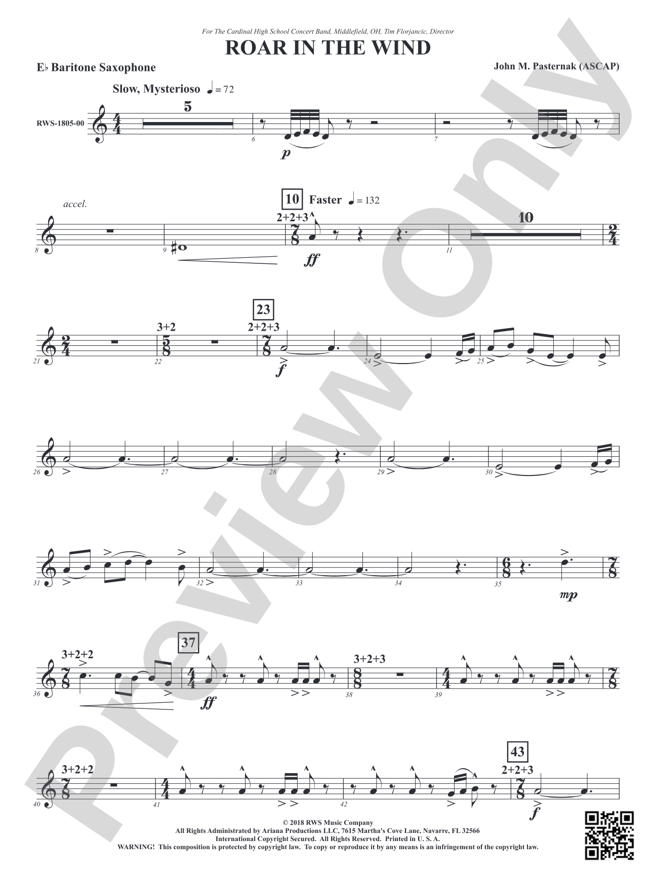 Roar in the Wind: E-flat Baritone Saxophone