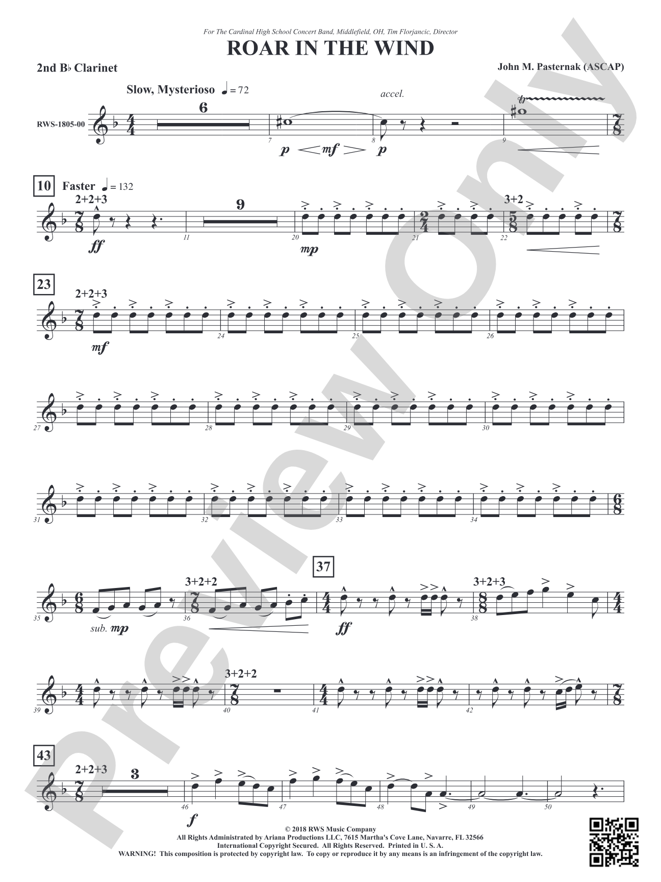 Roar in the Wind: 2nd B-flat Clarinet