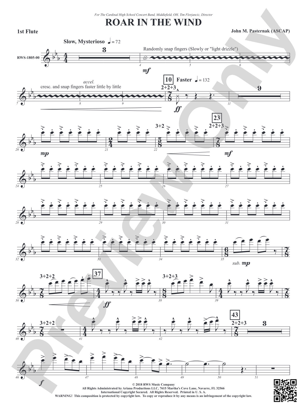Roar in the Wind: 1st Flute