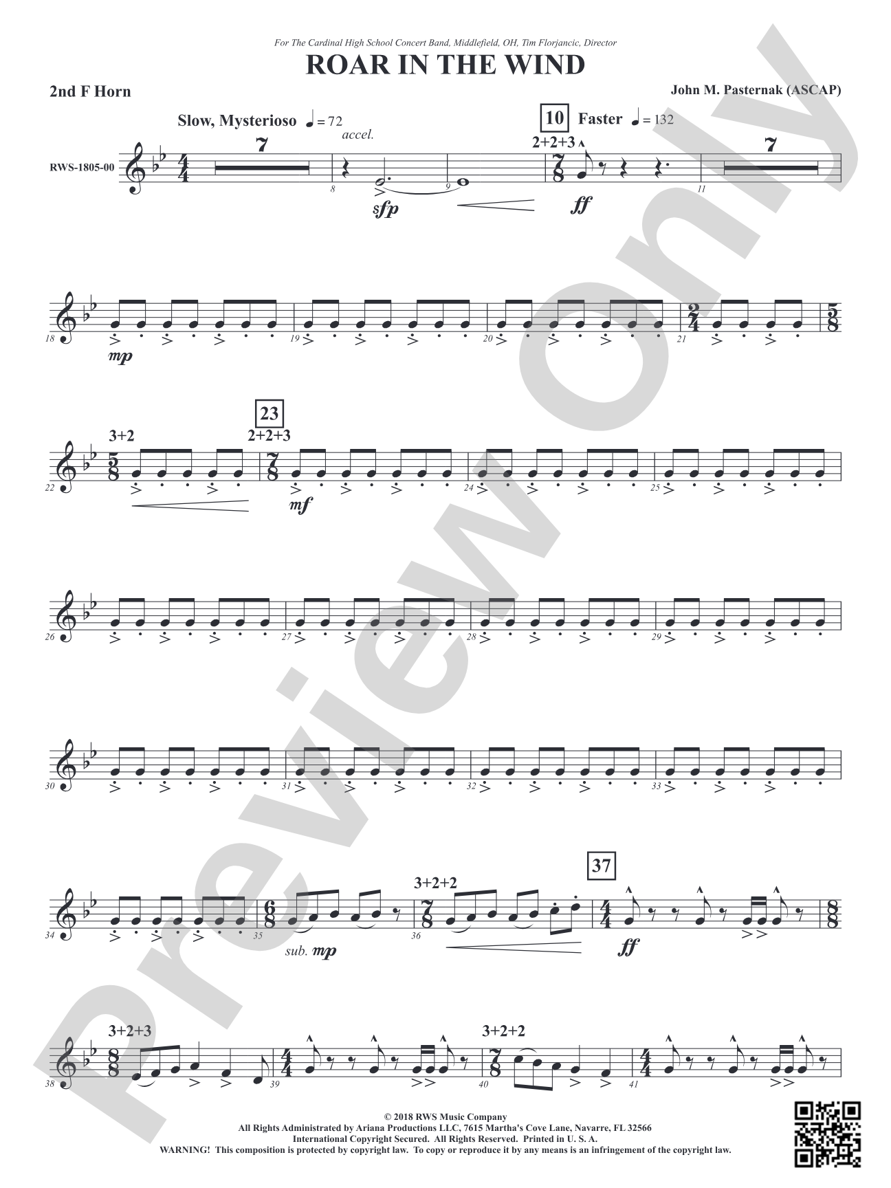 Roar in the Wind: 2nd F Horn