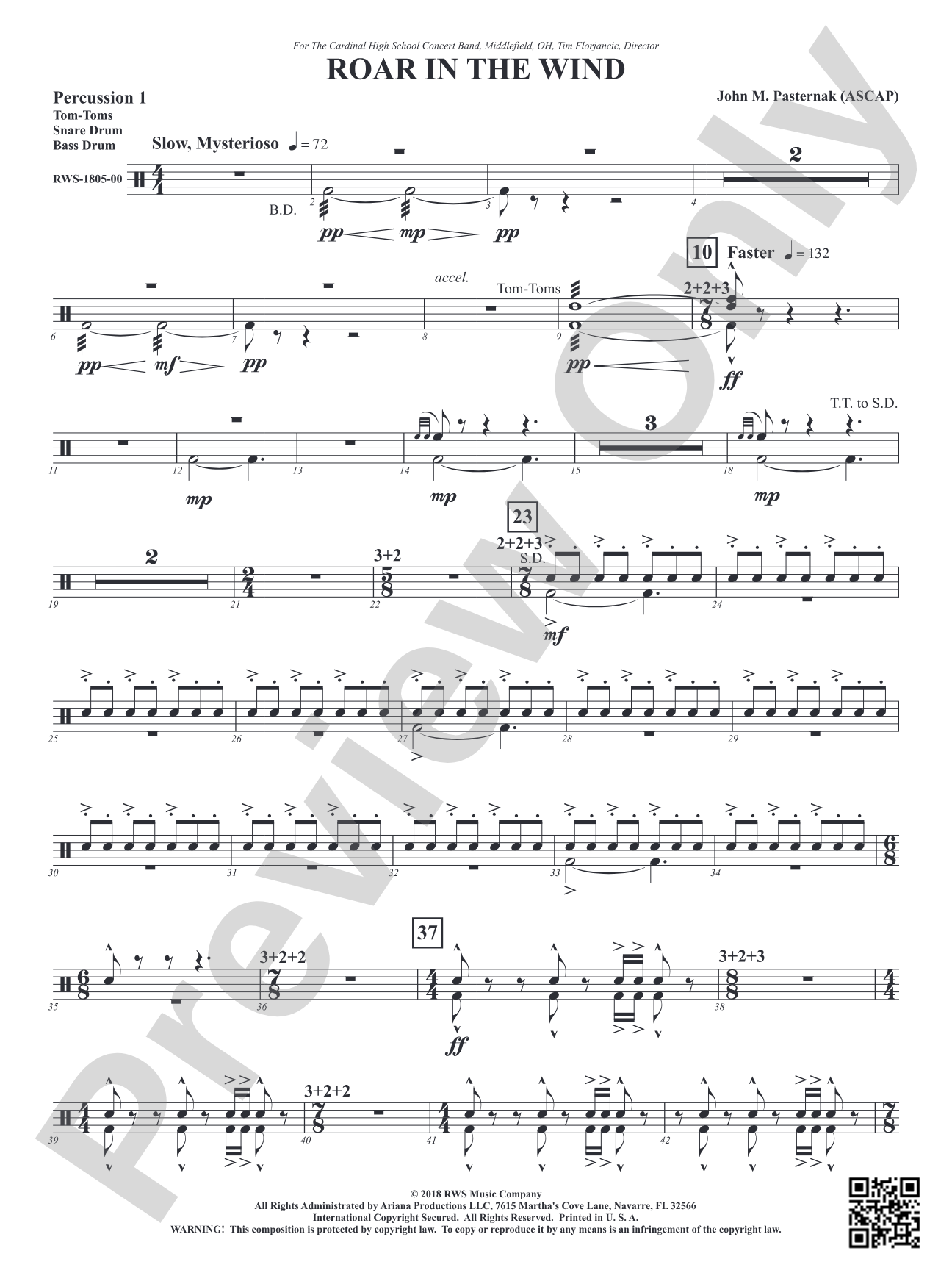 Roar in the Wind: 1st Percussion