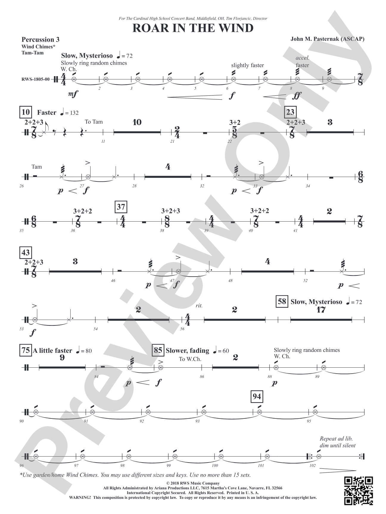 Roar in the Wind: 3rd Percussion