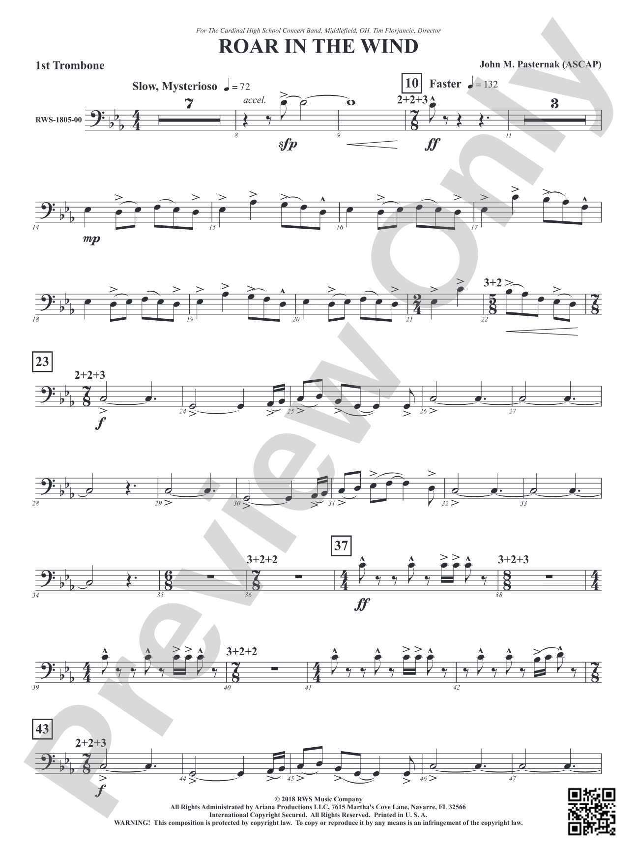 Roar in the Wind: 1st Trombone