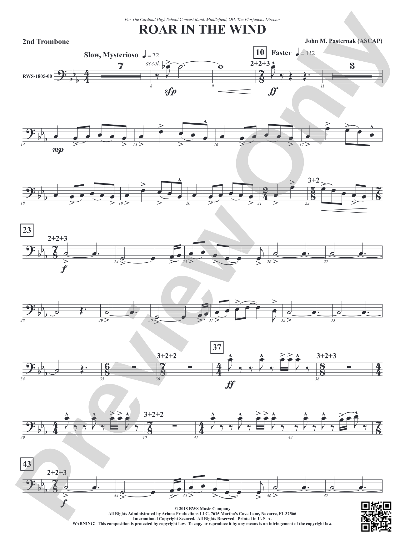 Roar in the Wind: 2nd Trombone