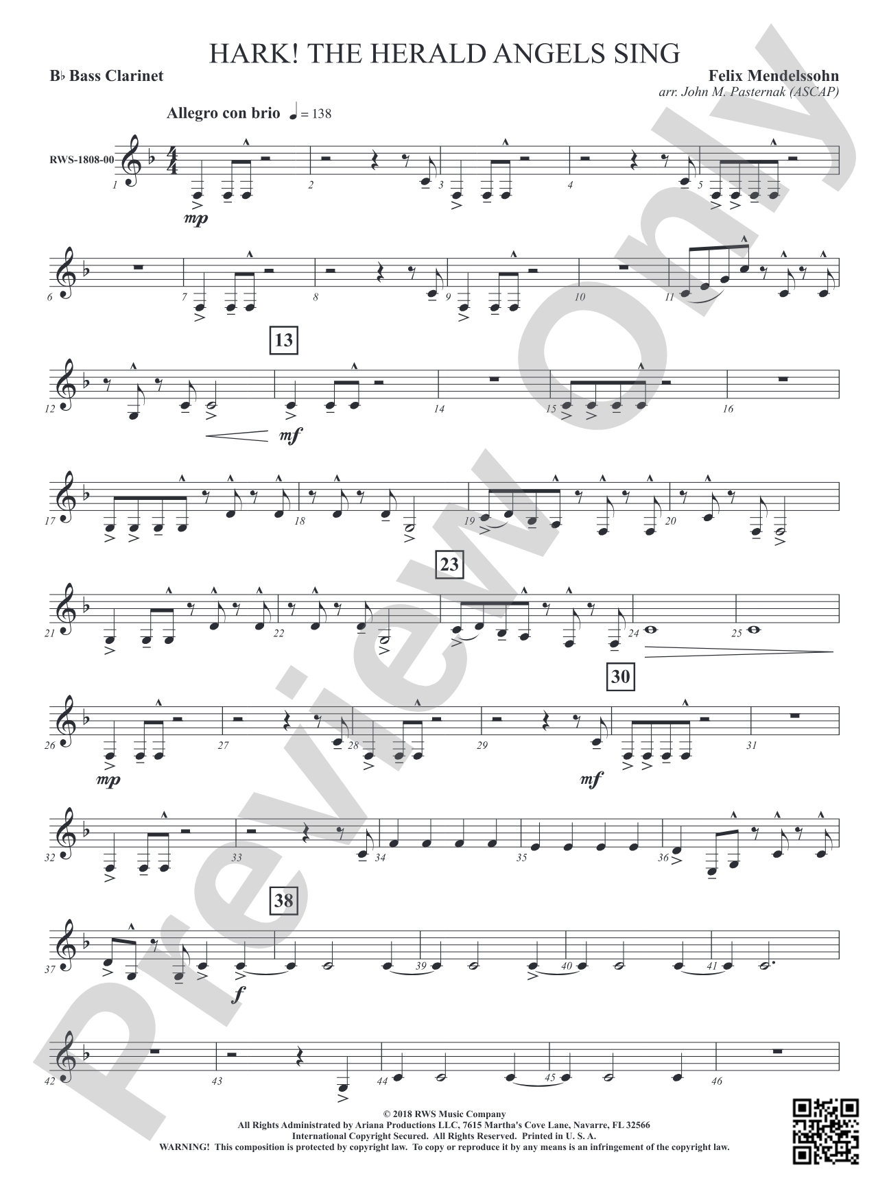 Hark! The Herald Angels Sing: Bass Clarinet
