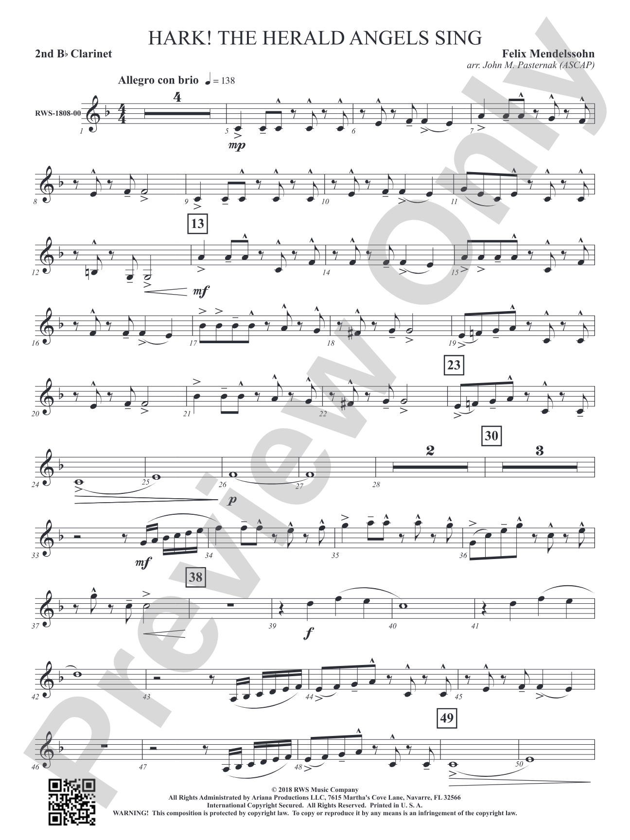 Hark! The Herald Angels Sing: 2nd B-flat Clarinet
