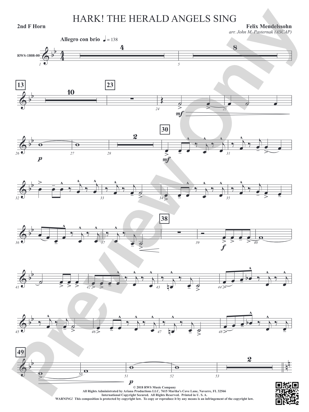 Hark! The Herald Angels Sing: 2nd F Horn