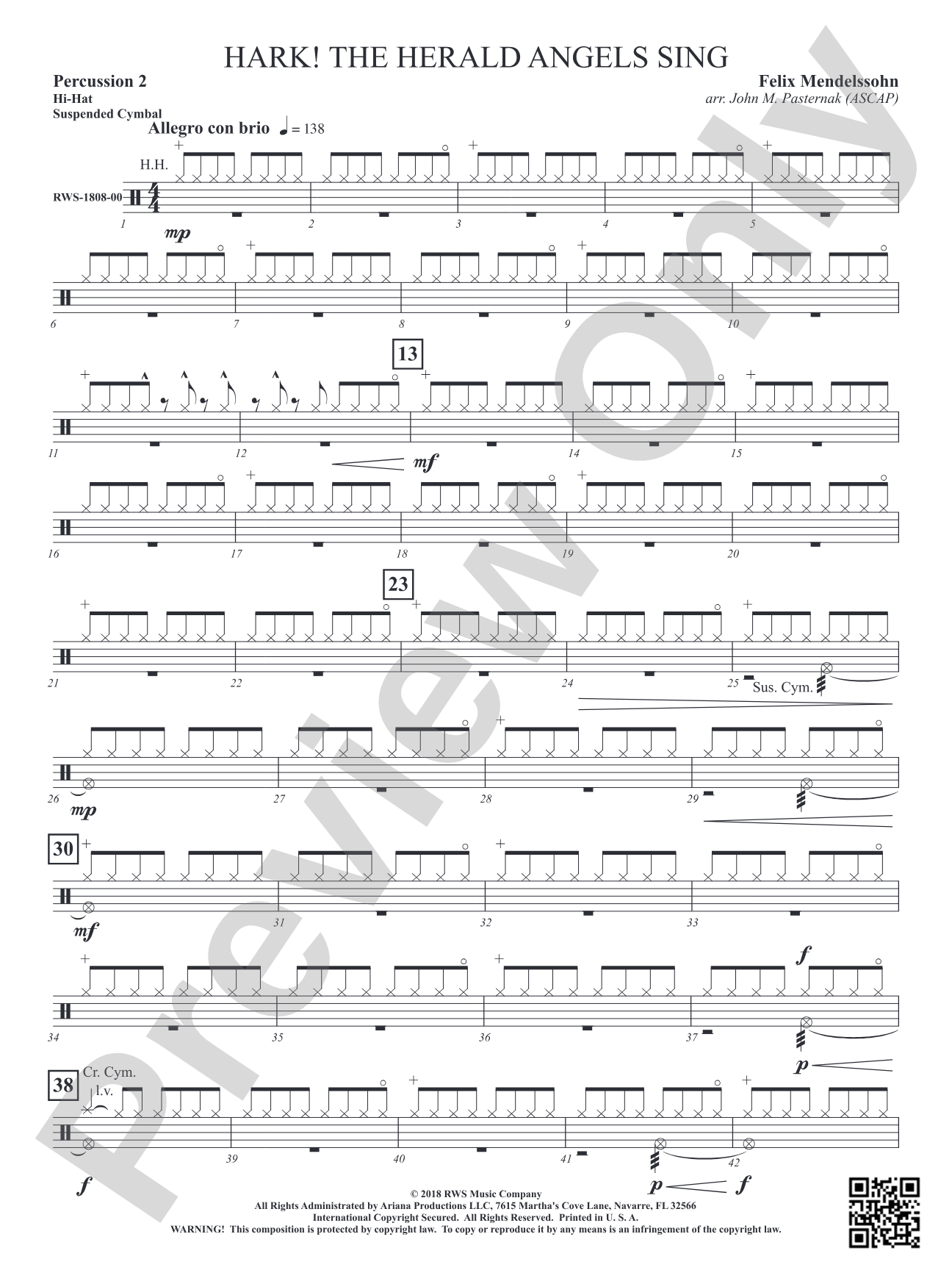 Hark! The Herald Angels Sing: 2nd Percussion