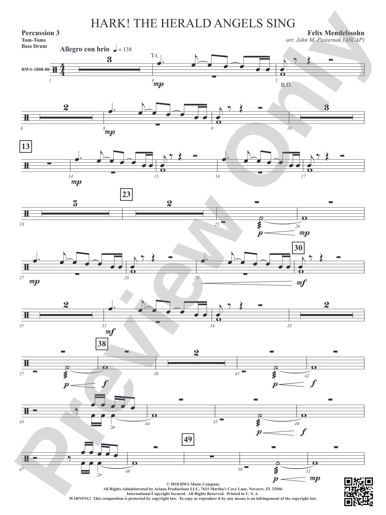 Hark! The Herald Angels Sing: 3rd Percussion