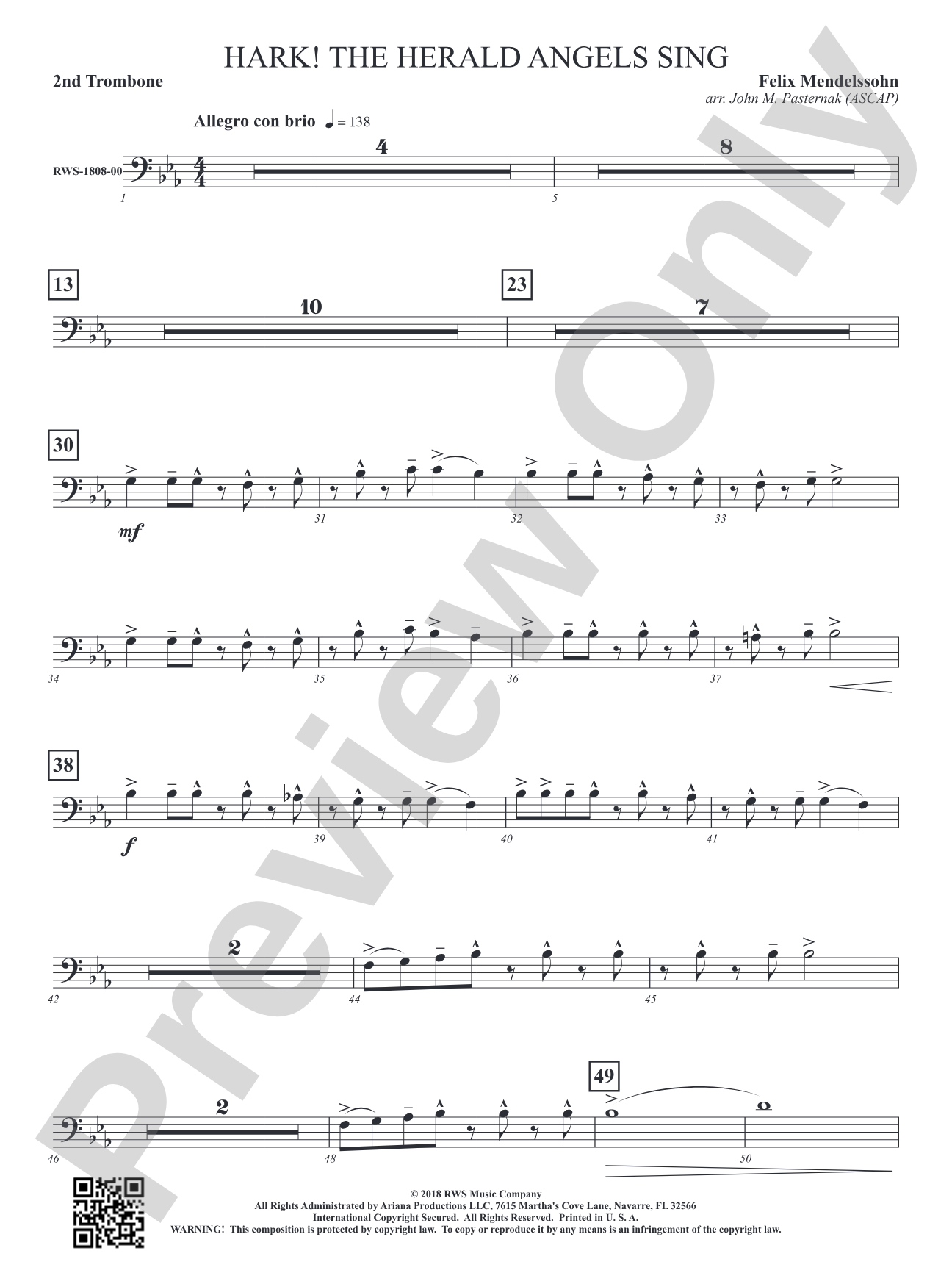 Hark! The Herald Angels Sing: 2nd Trombone