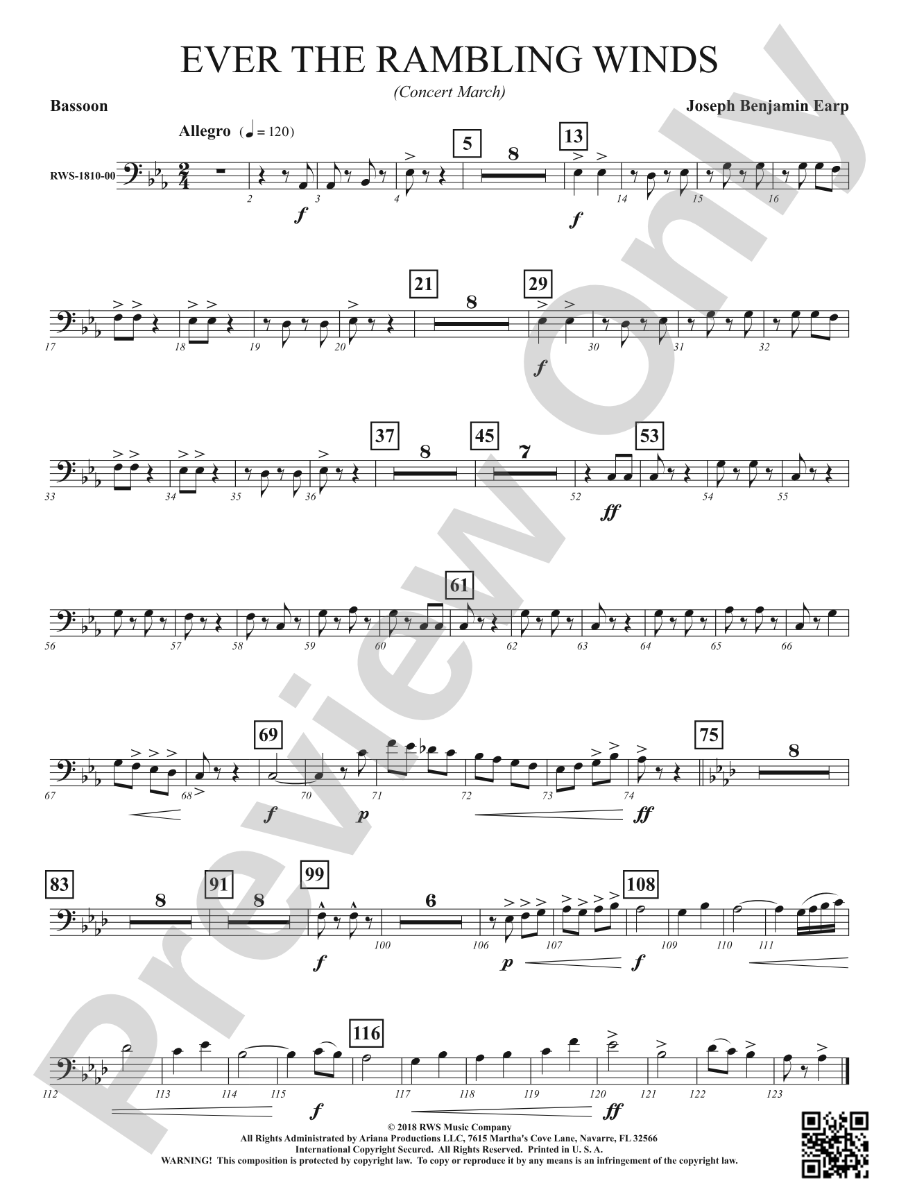 Ever the Rambling Winds - Concert March: Bassoon