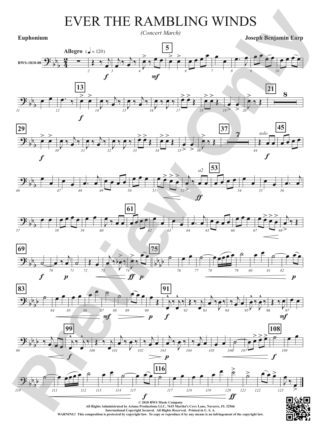 Ever the Rambling Winds - Concert March: Baritone B.C.