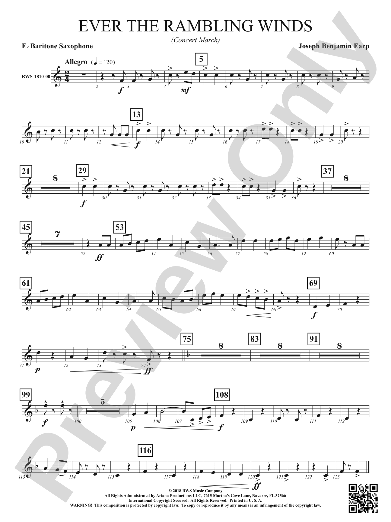 Ever the Rambling Winds - Concert March: E-flat Baritone Saxophone