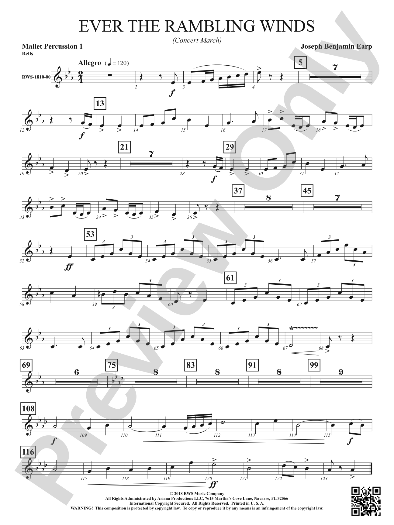 Ever the Rambling Winds - Concert March: 1st Mallet Percussion