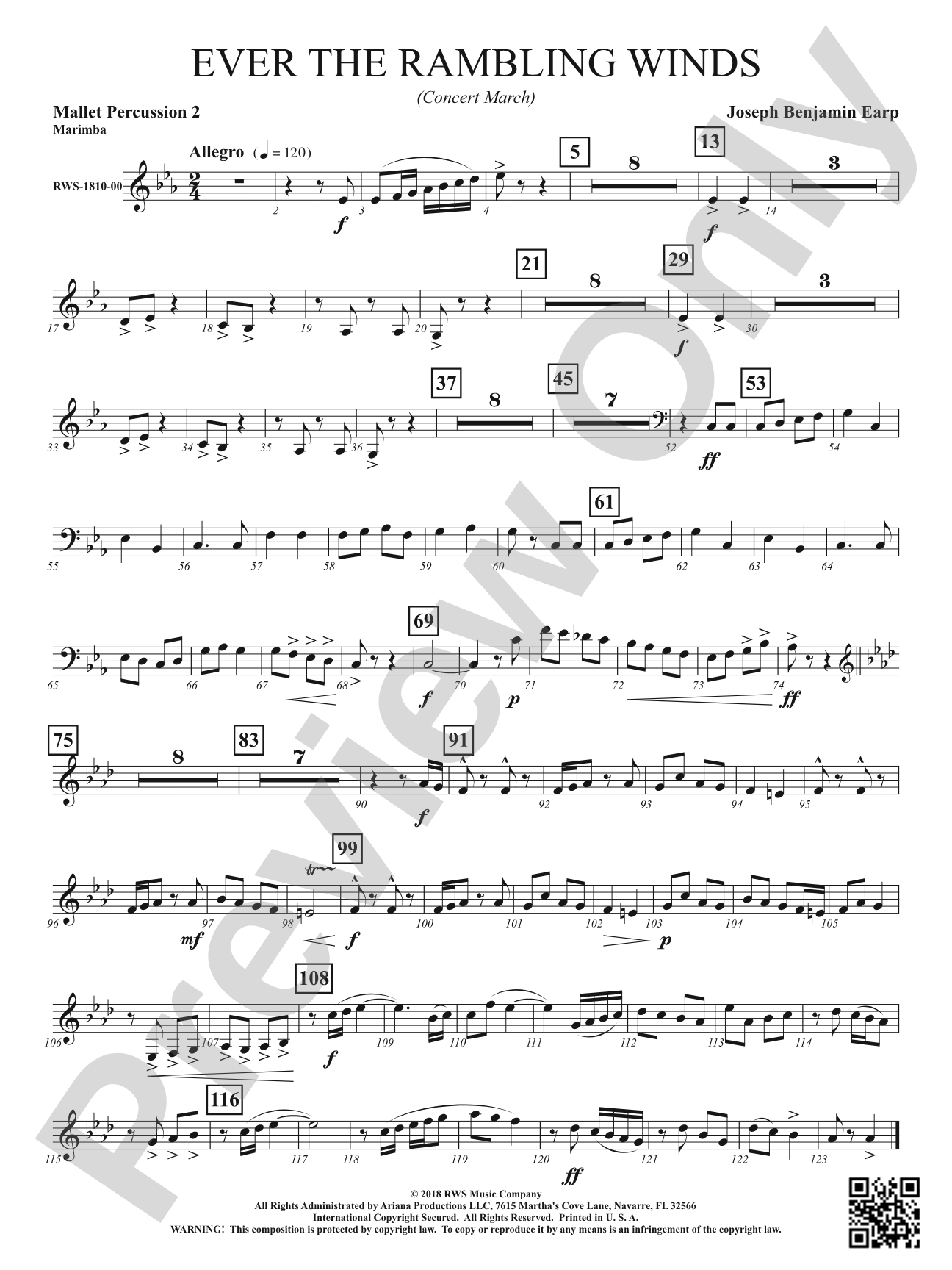 Ever the Rambling Winds - Concert March: 2nd Mallet Percussion