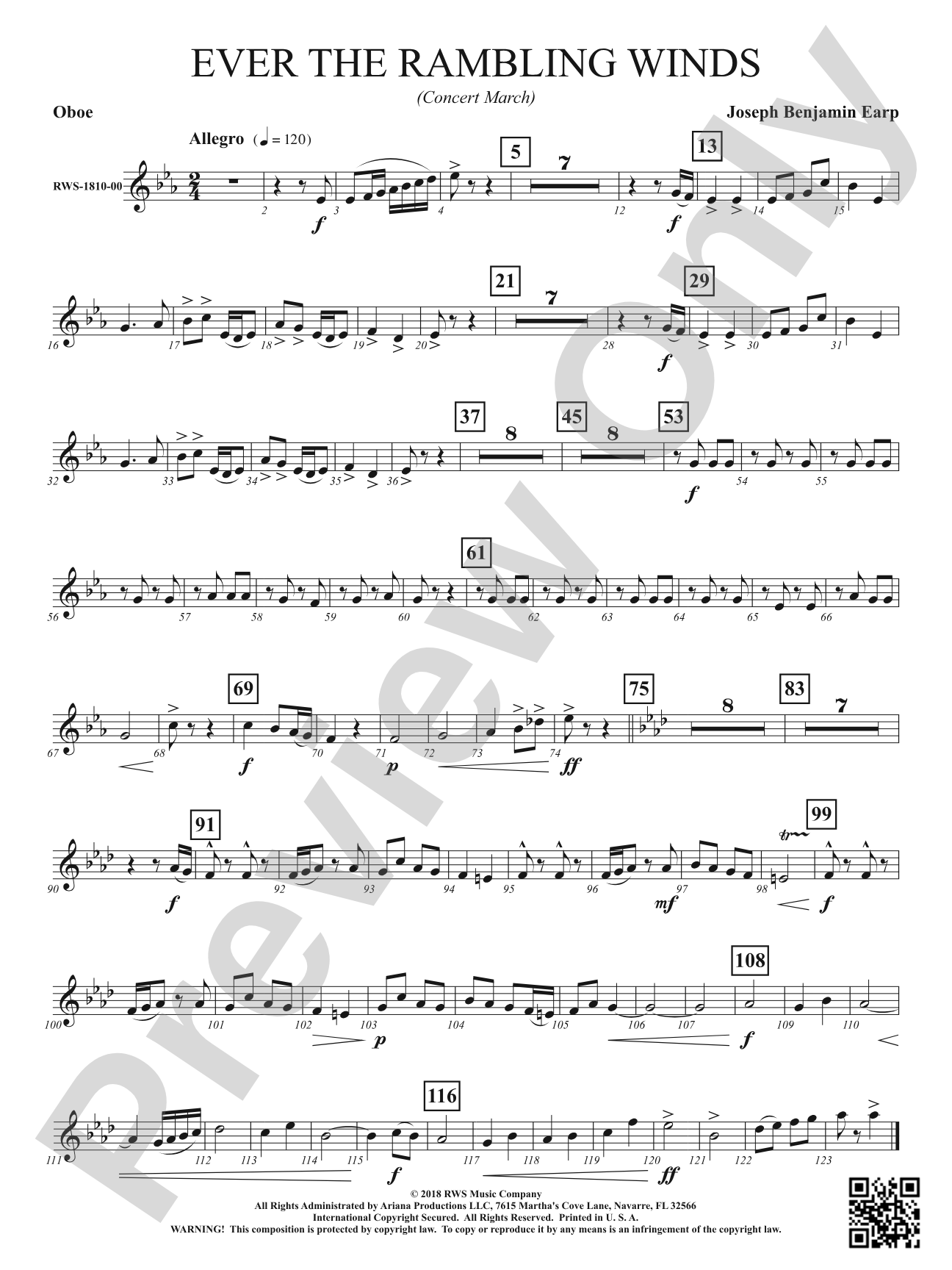 Ever the Rambling Winds - Concert March: Oboe