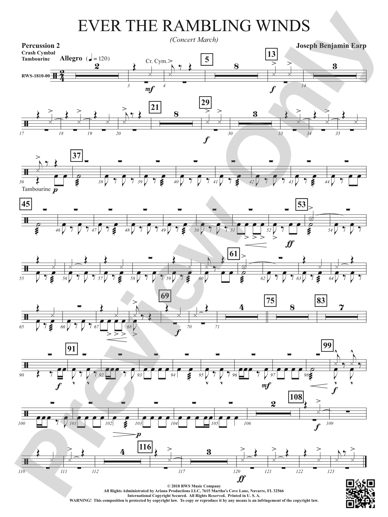 Ever the Rambling Winds - Concert March: 2nd Percussion