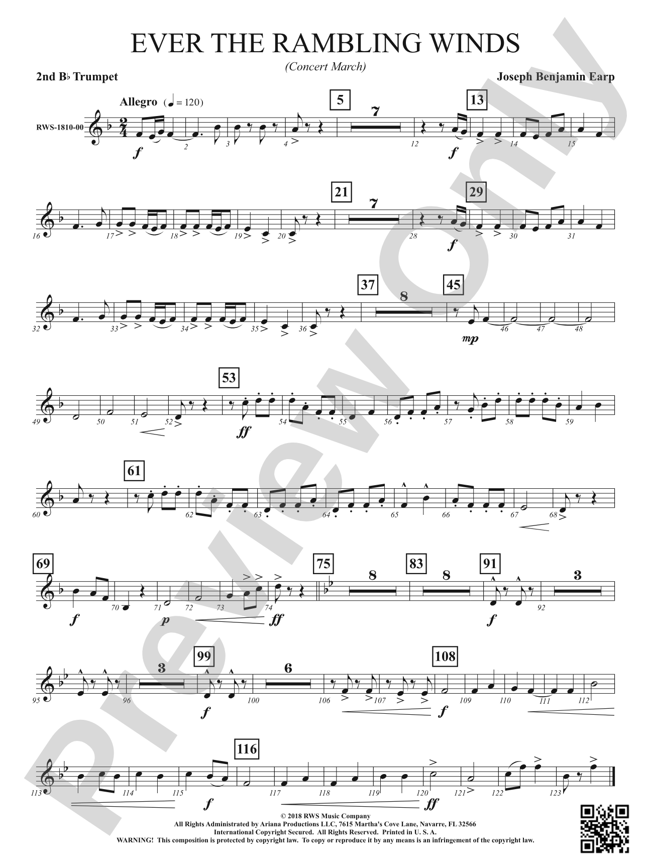 Ever the Rambling Winds - Concert March: 2nd B-flat Trumpet