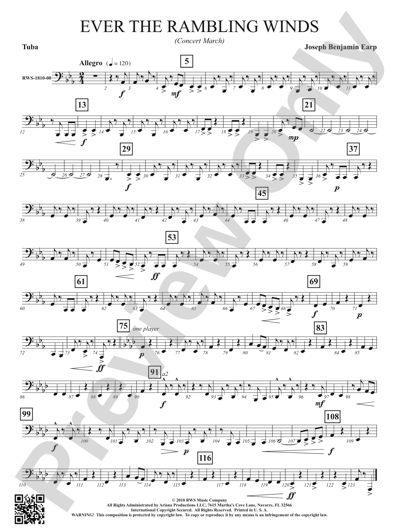 Ever the Rambling Winds - Concert March: Tuba