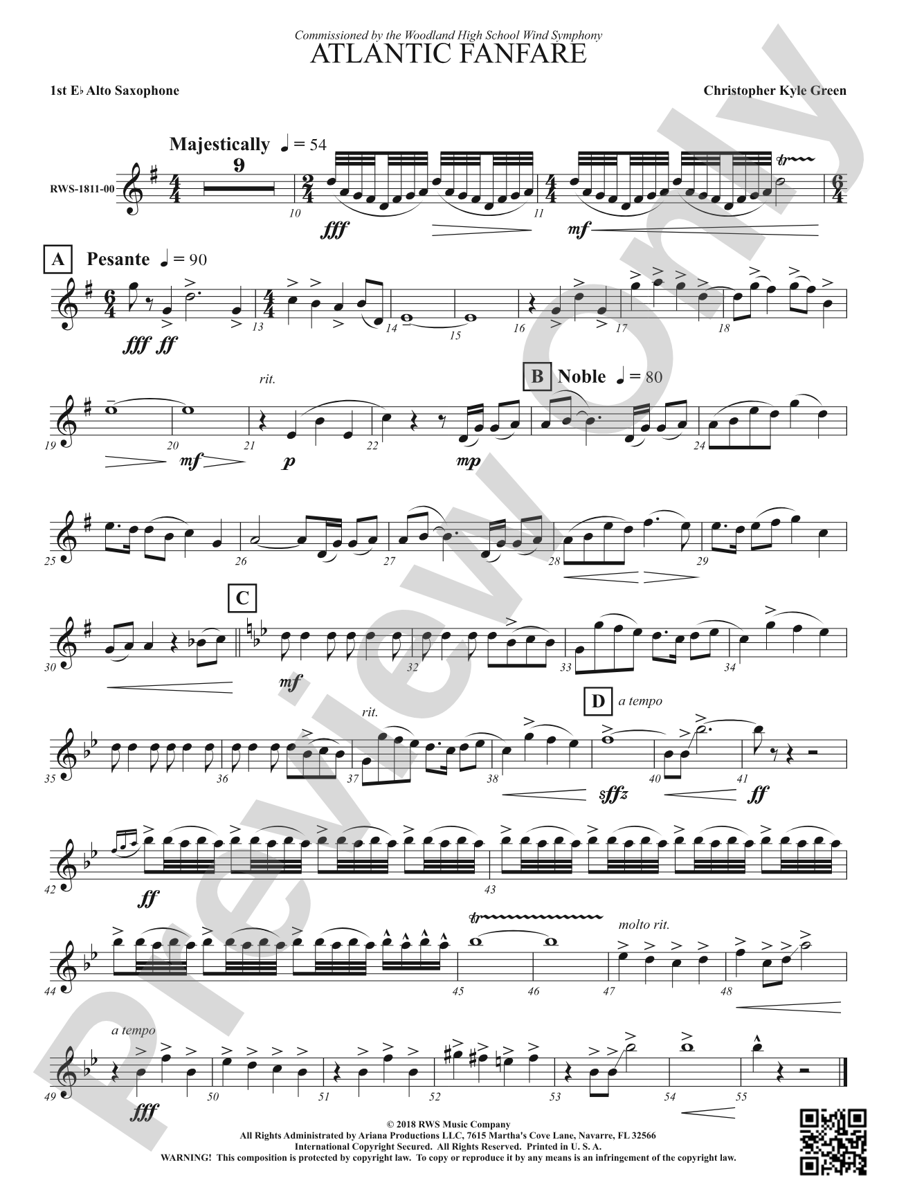 Atlantic Fanfare: 1st E-flat Alto Saxophone