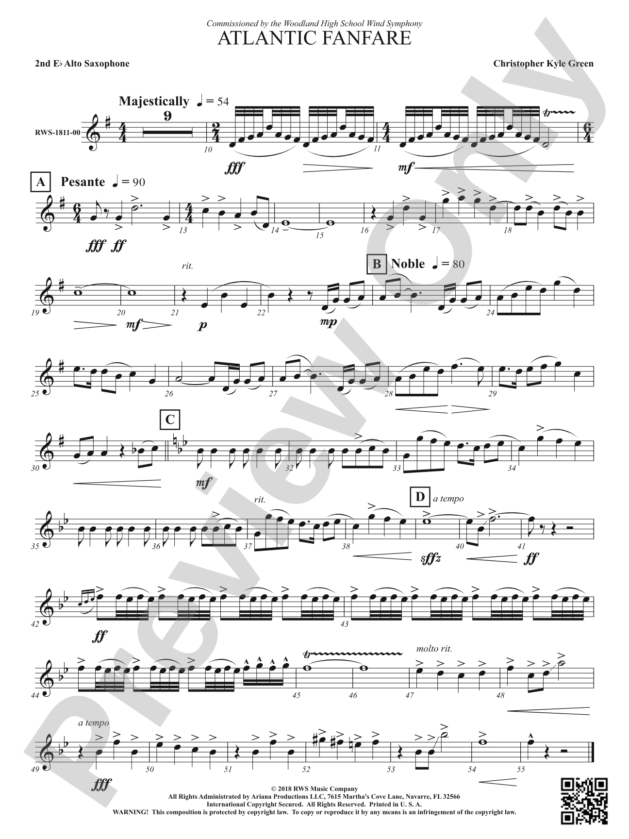 Atlantic Fanfare: 2nd E-flat Alto Saxophone