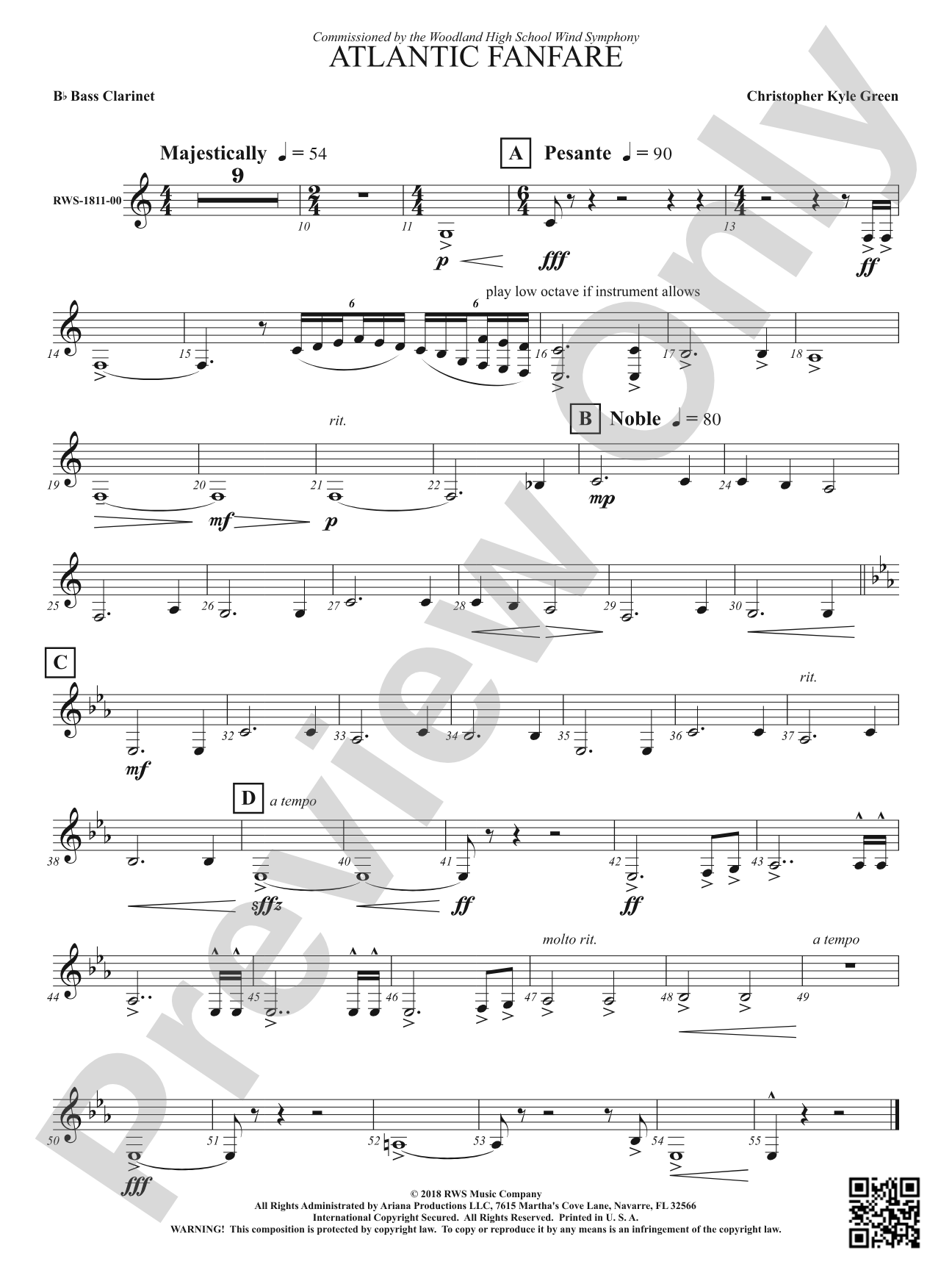 Atlantic Fanfare: B-flat Bass Clarinet