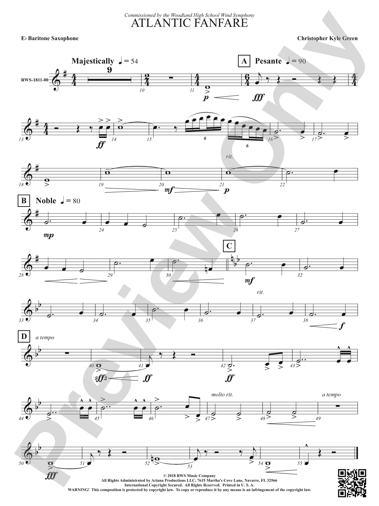 Atlantic Fanfare: E-flat Baritone Saxophone