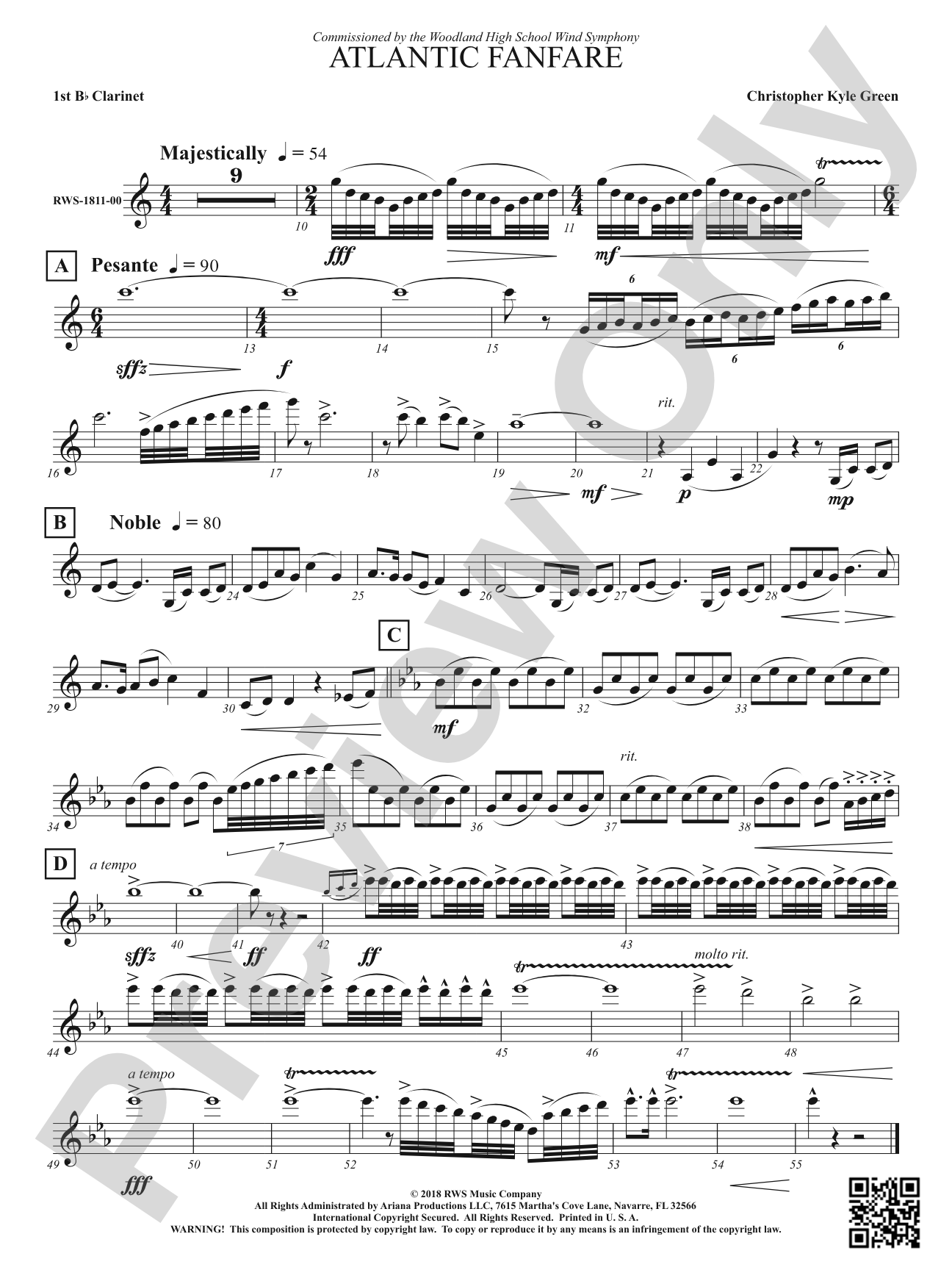 Atlantic Fanfare: 1st B-flat Clarinet