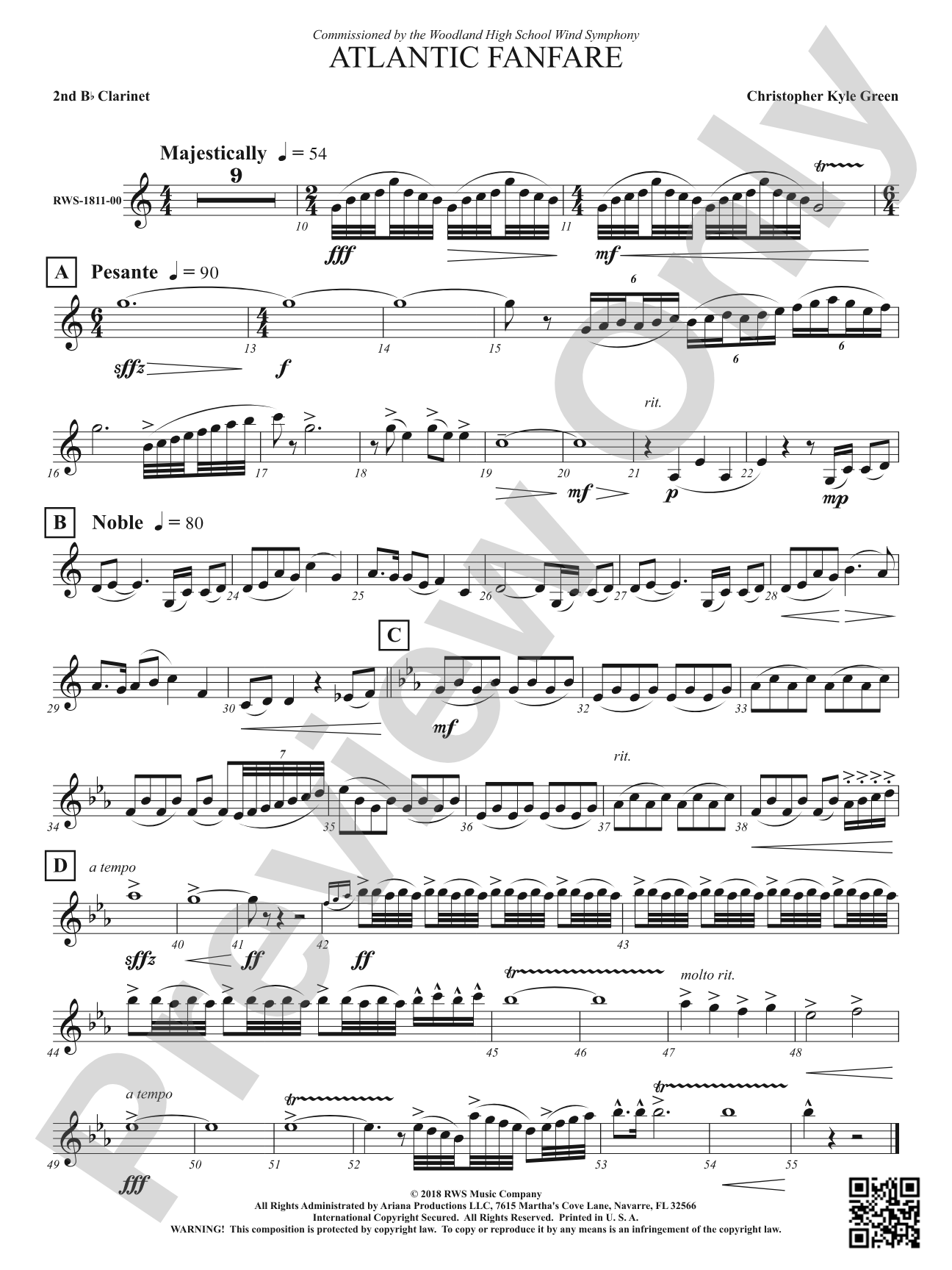 Atlantic Fanfare: 2nd B-flat Clarinet