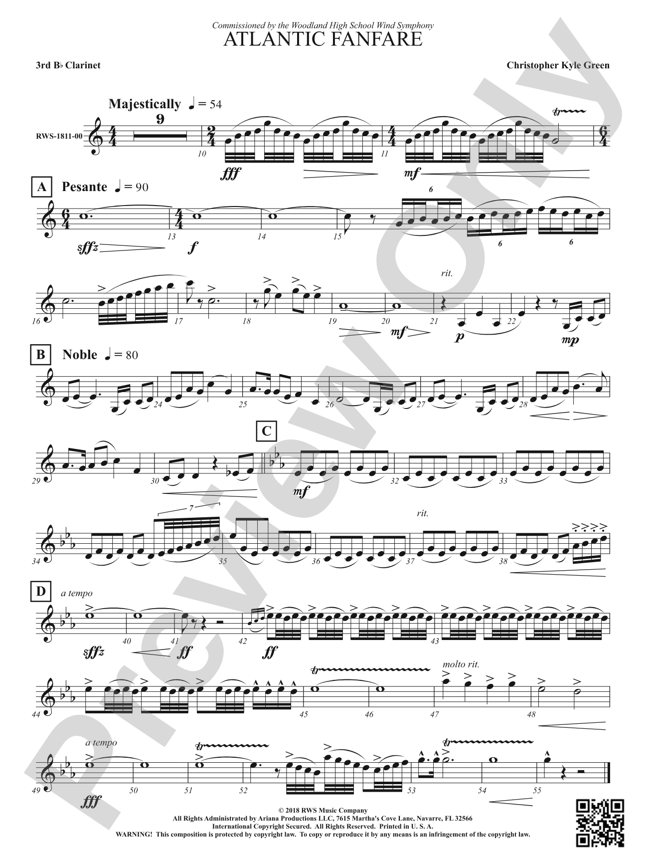 Atlantic Fanfare: 3rd B-flat Clarinet