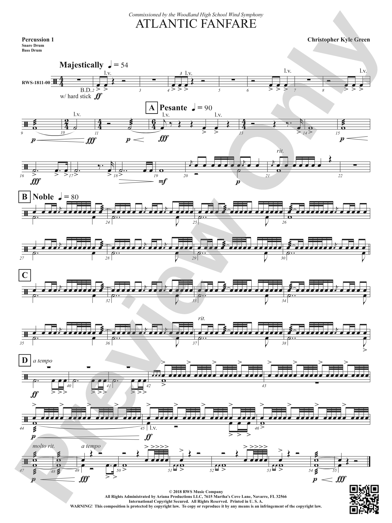 Atlantic Fanfare: 1st Percussion
