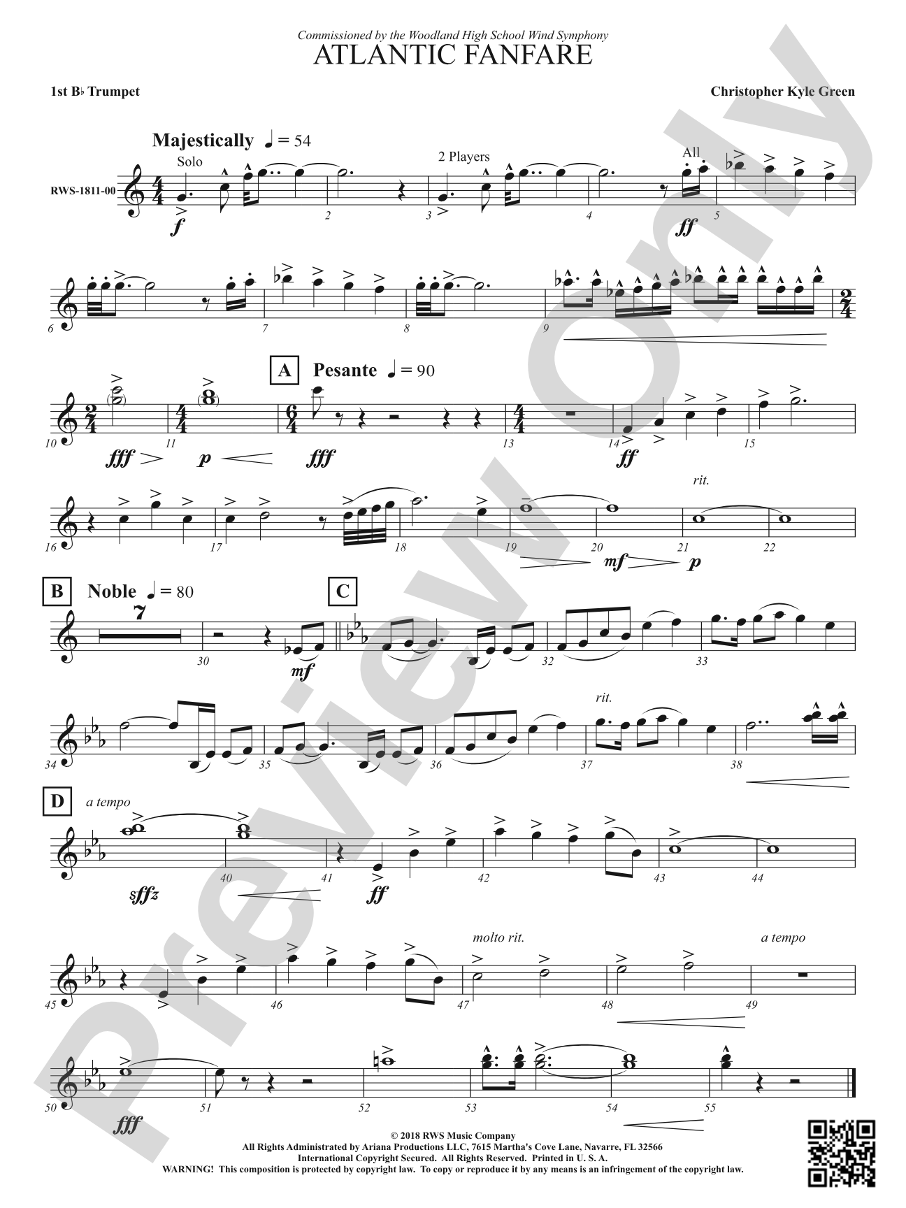 Atlantic Fanfare: 1st B-flat Trumpet