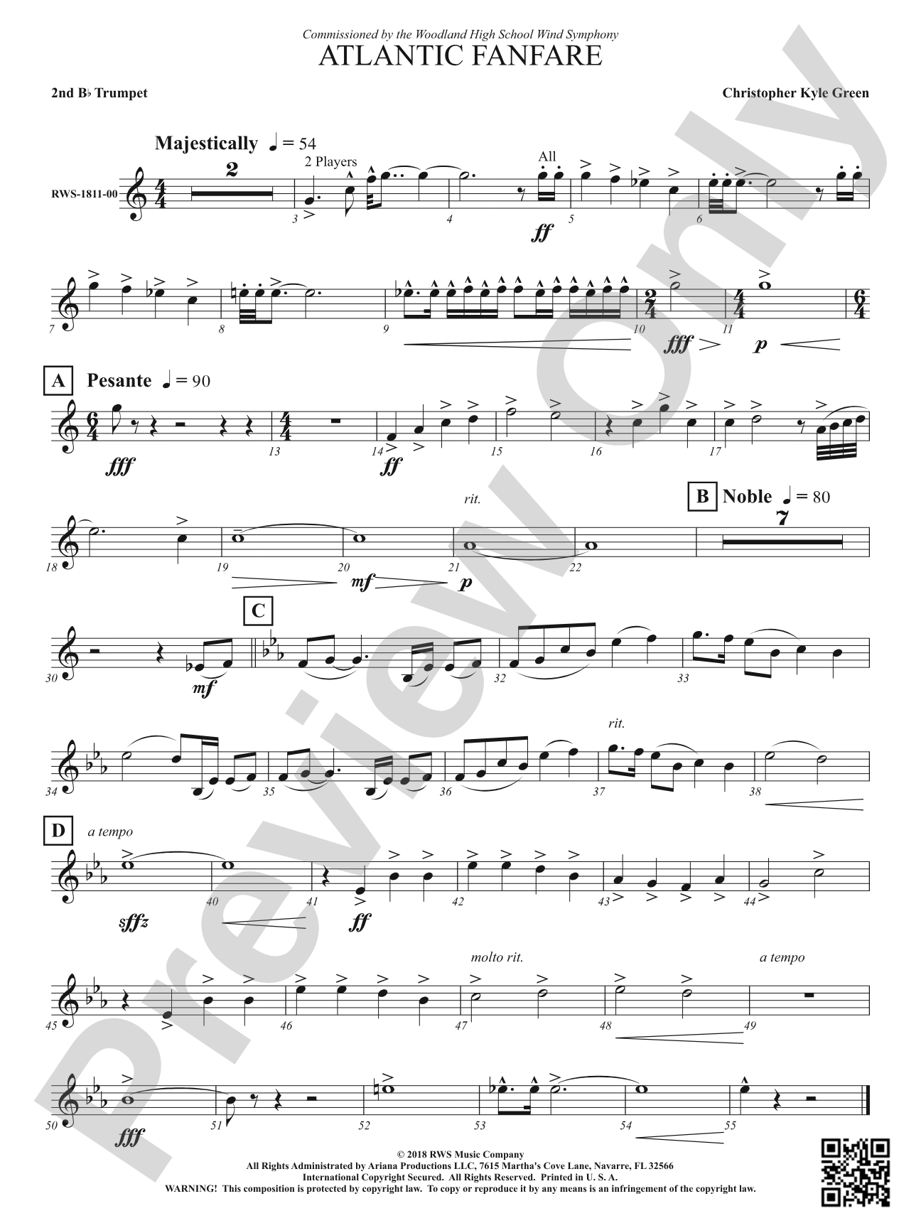 Atlantic Fanfare: 2nd B-flat Trumpet