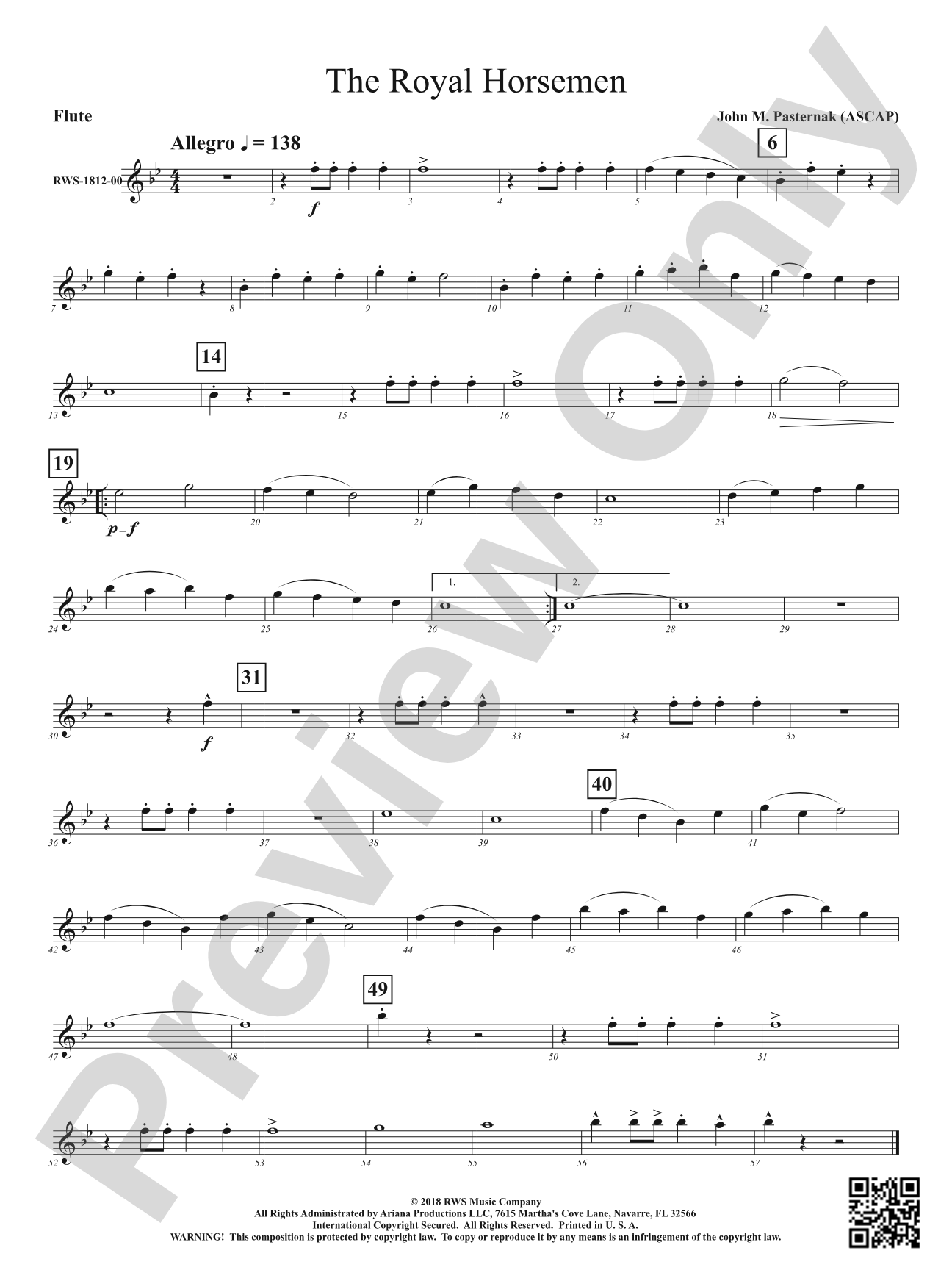 The Royal Horsemen: 1st Flute
