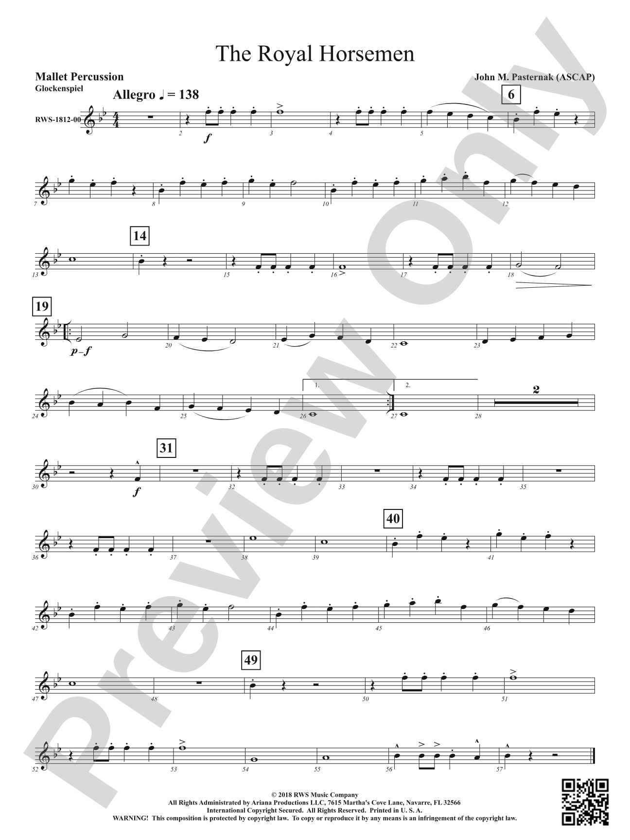 The Royal Horsemen: 1st Mallet Percussion