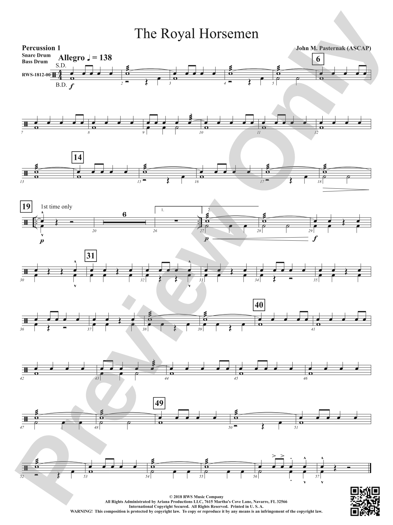 The Royal Horsemen: 1st Percussion