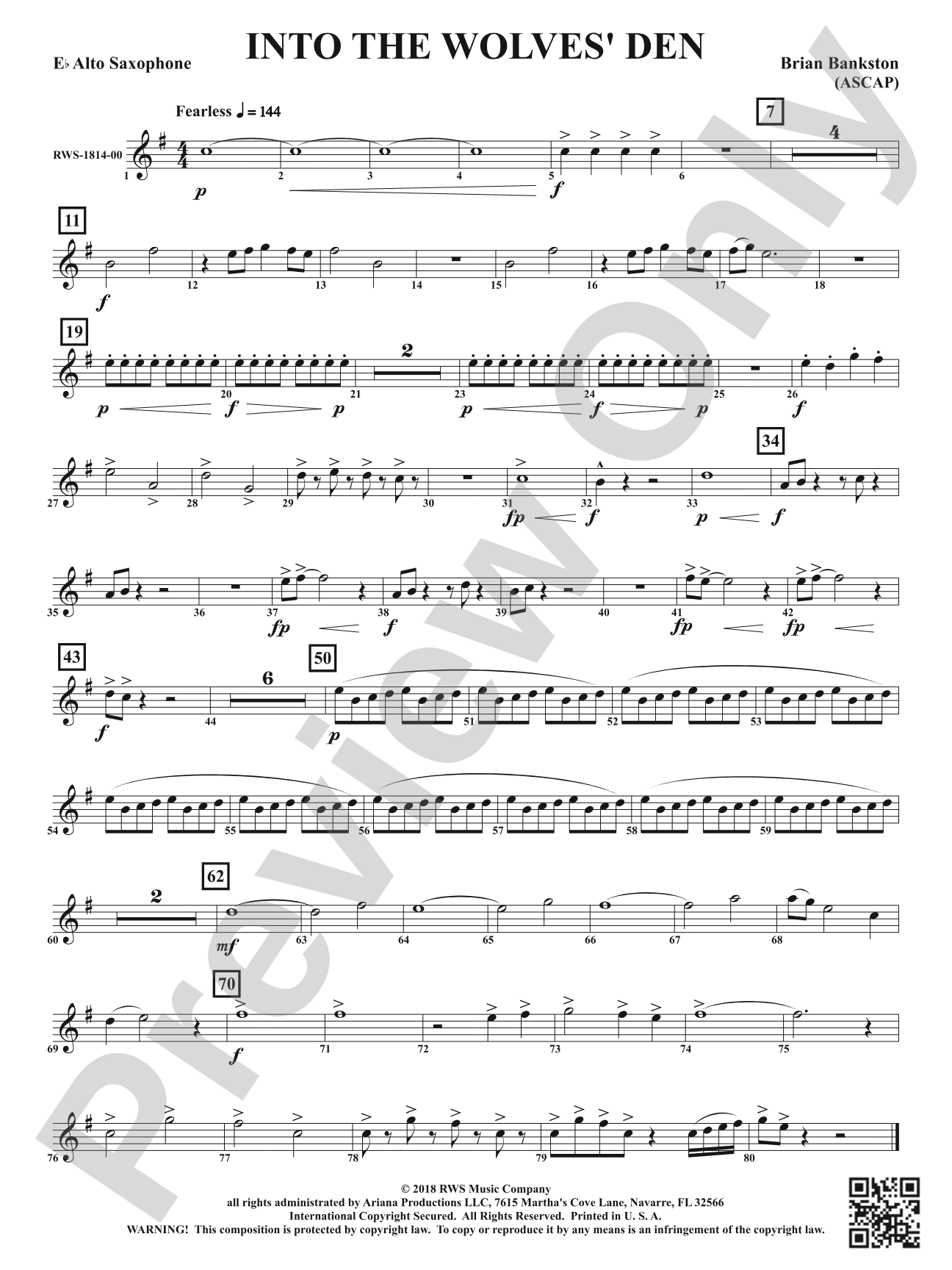 Into the Wolves' Den: 1st E-flat Alto Saxophone