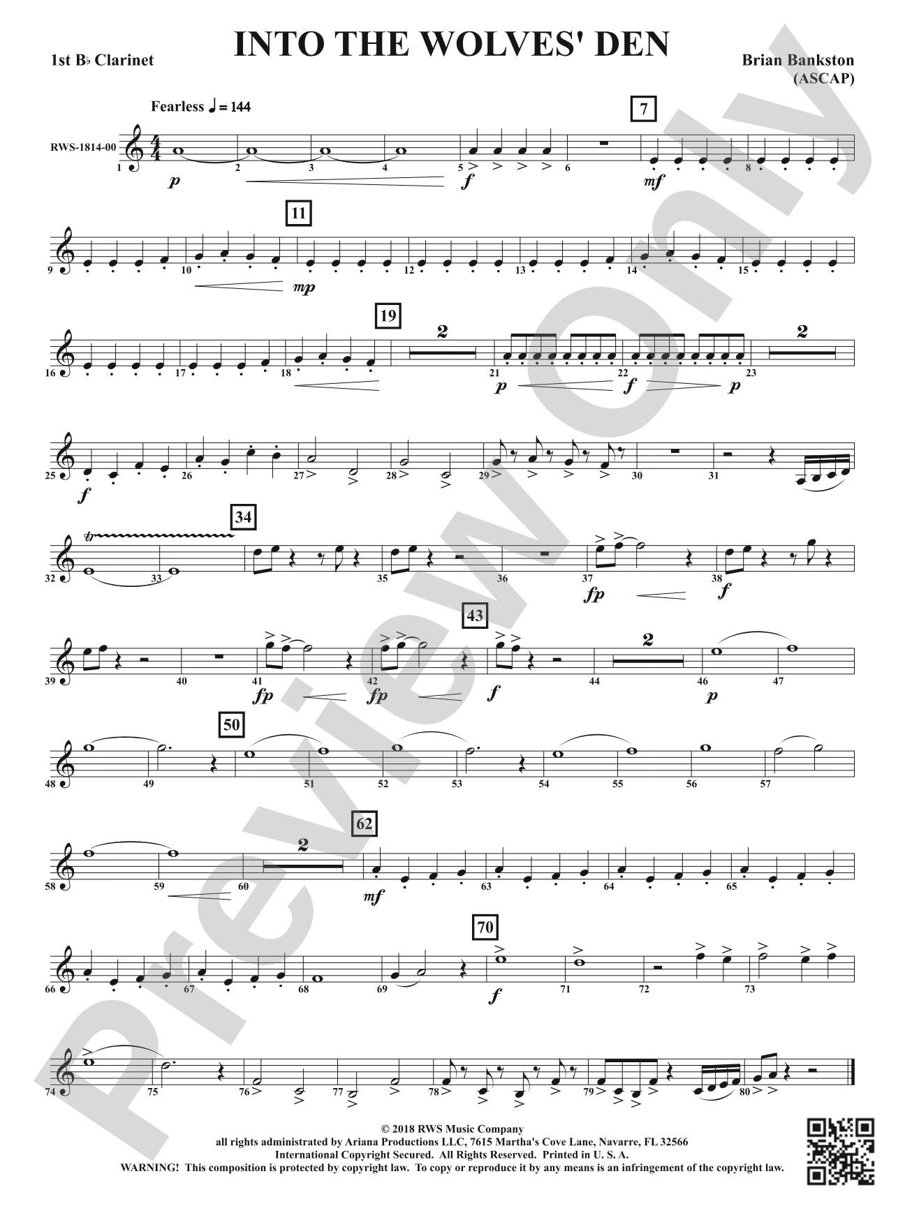 Into the Wolves' Den: 1st B-flat Clarinet