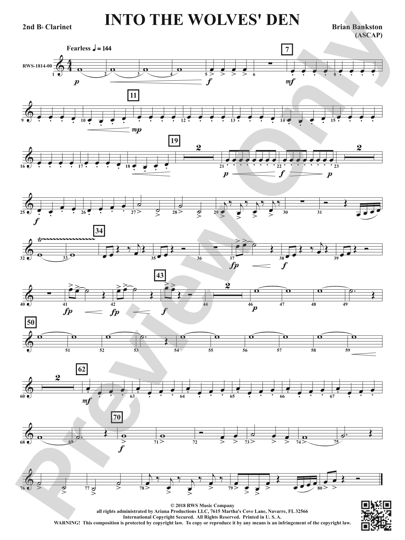 Into the Wolves' Den: 2nd B-flat Clarinet